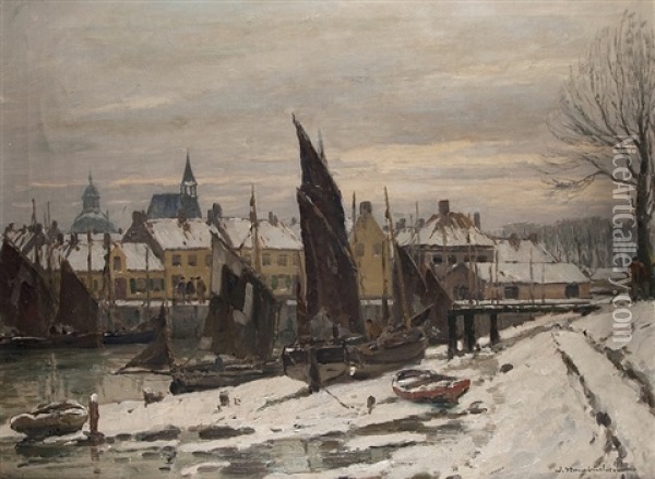 Winter In Neuss Oil Painting - Wilhelm Hambuechen