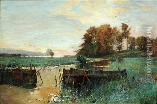 Herbstliche Havellandschaft Oil Painting - Ludwig Julius Christian Dettmann