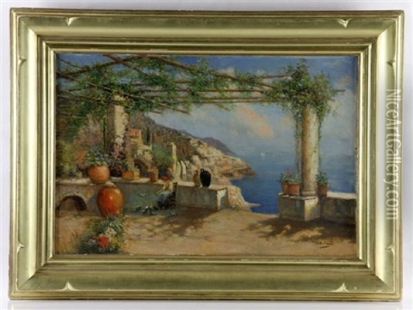 View Of Amalfi Coast Oil Painting - Nicholas Briganti