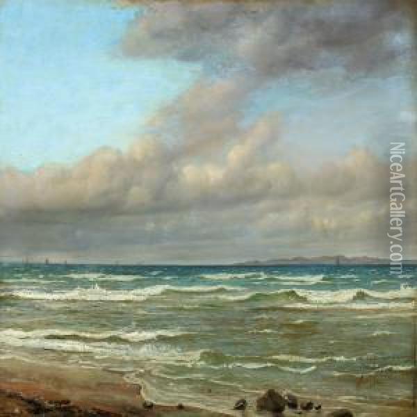 Coastal Scenery At Hornbaek With Kullen In The Backgrund Oil Painting - Jorgen Roed