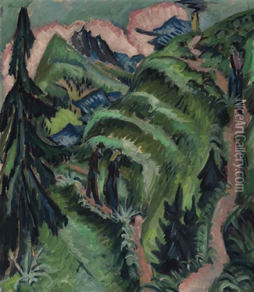 Stafelalp Mit Amselfluh Oil Painting - Ernst Ludwig Kirchner