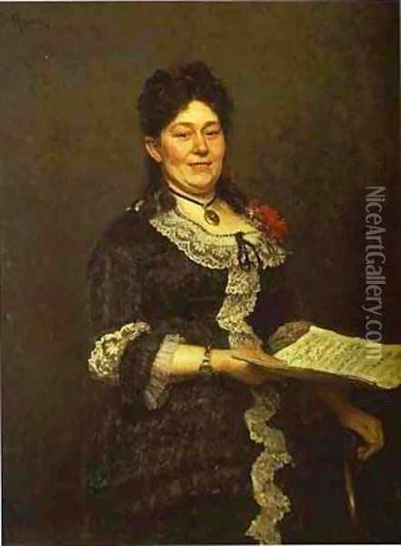 Portrait Of The Singer Alexandra Molas 1883 Oil Painting - Ilya Efimovich Efimovich Repin