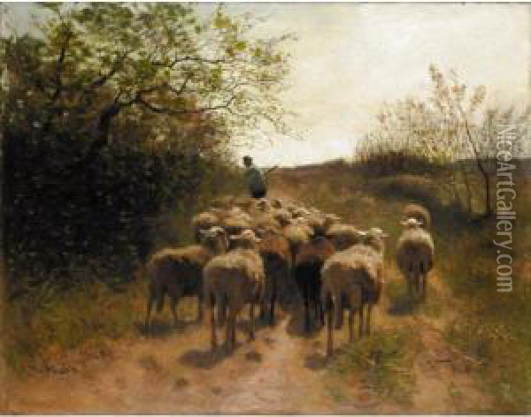 A Shepherd And His Flock Oil Painting - Francois Pieter ter Meulen