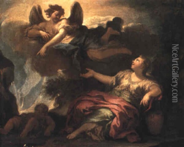 The Angel Appearing To Hagar In The Desert Oil Painting - Giovanni Battista Lama