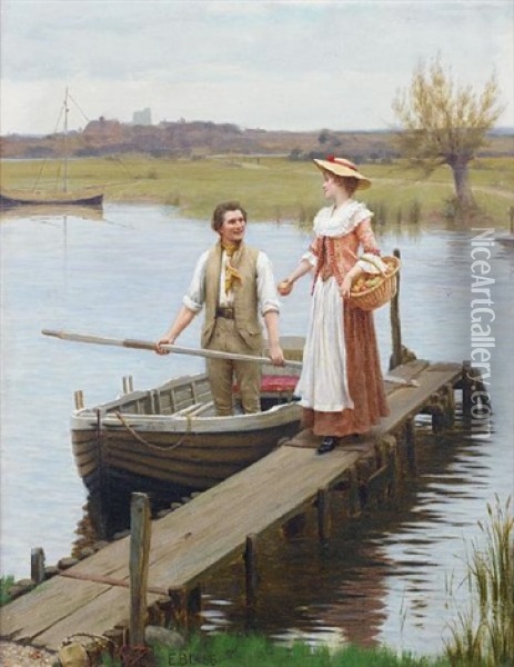 An Apple For The Boatman Oil Painting - Edmund Blair Leighton
