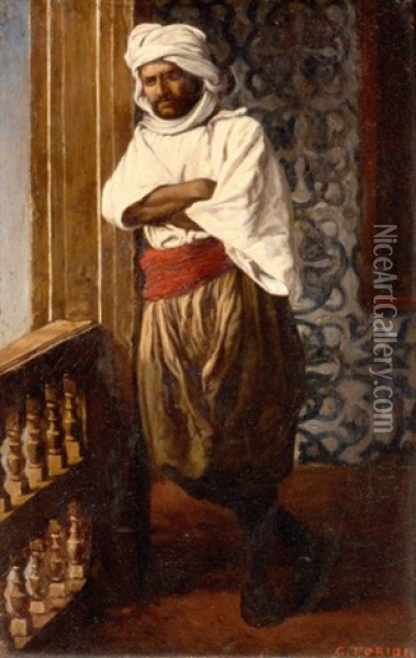 Garde A La Fenetre Oil Painting - Charles (Louis Etienne Ch.) Porion