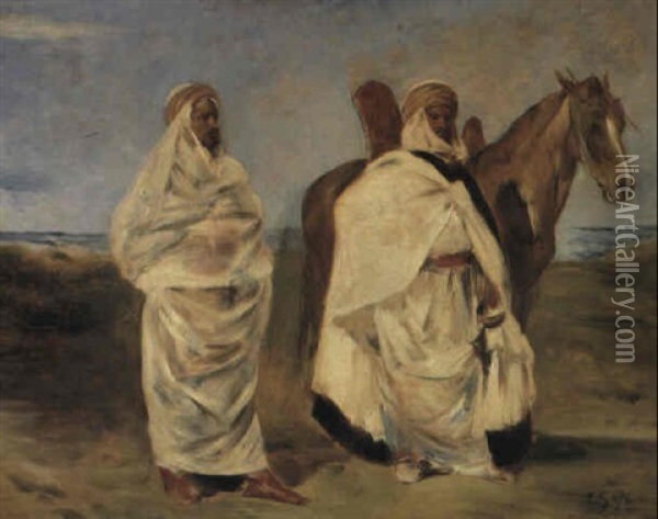 Arabes Et Cheval Oil Painting - Eugene Fromentin
