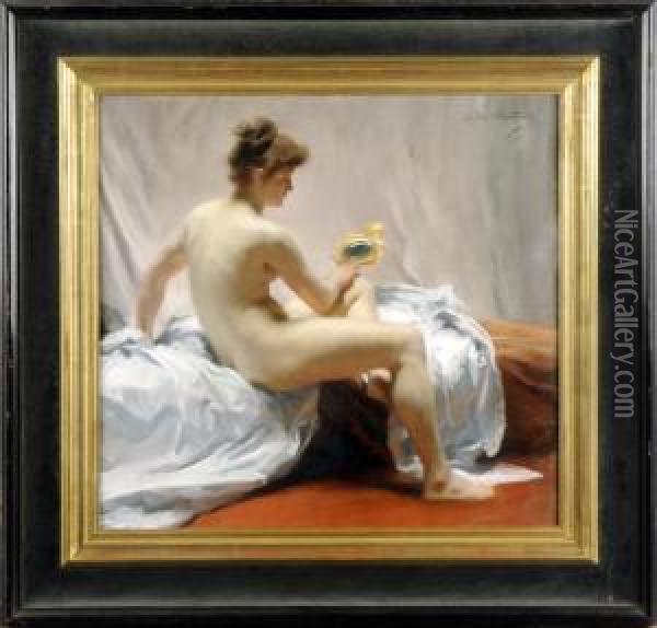 Nu Au Miroir Oil Painting - Emile Charles Wauters