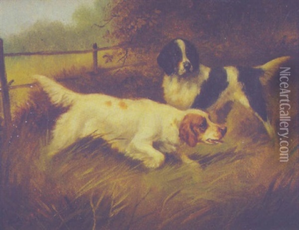 Two Spaniels Oil Painting - Edward Armfield