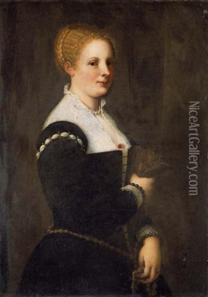 Portrait D'une Venitienne (elisabetta Querini Massola ?) Oil Painting - Tiziano Vecellio (Titian)