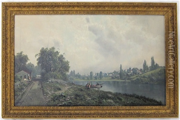 Holdredge_ransome Gillet Glimpse Of Severes From The Seine River Oil Painting - Ransom Gillet Holdredge