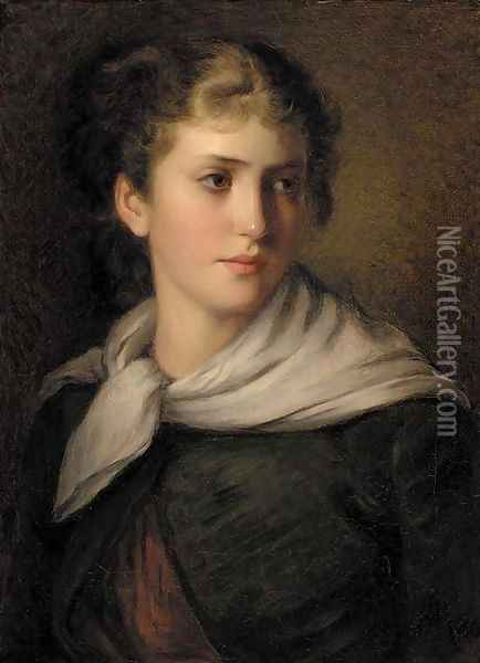A young beauty Oil Painting - James John Hill