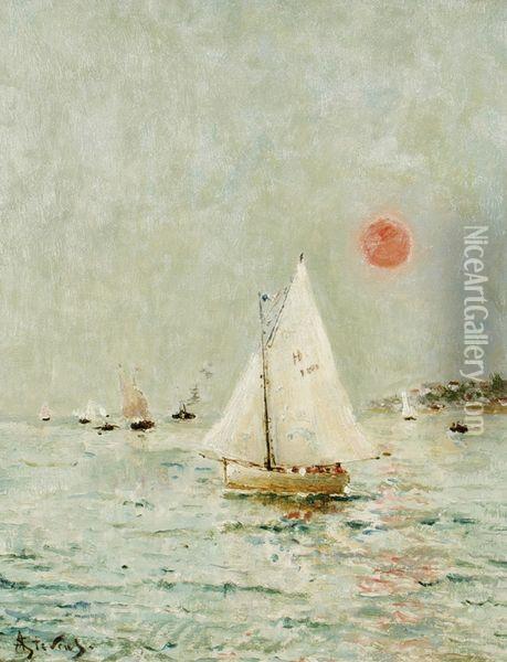 Honfleur, Lever De Soleil Oil Painting - Alfred Stevens