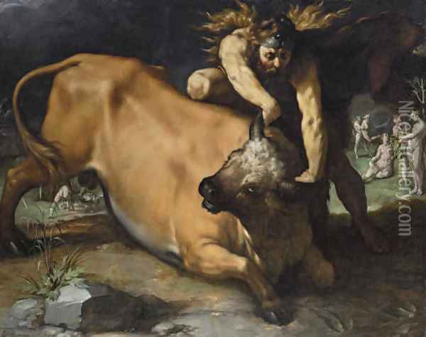 Hercules and Achelous Oil Painting - Cornelis Cornelisz Van Haarlem