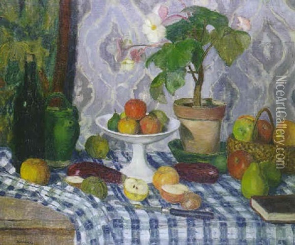 Nature Morte, Fruits Sur Une Table Oil Painting - Eugene Antoine Durenne