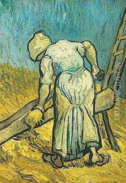 Peasant Woman Cutting Straw (after Millet) Oil Painting - Vincent Van Gogh