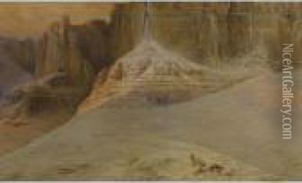 Mountains At Thebes, West Nile Bank Oil Painting - Georges Jules Victor Clairin