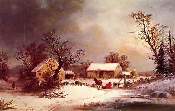 Winter-time on the Farm Oil Painting - George Henry Durrie