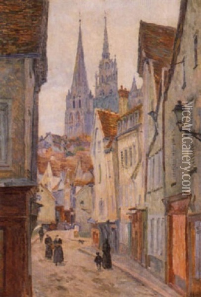 Ruelle Animee A Chartres Oil Painting - Louis Hayet