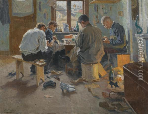 The Shoemakers Oil Painting - Arnold Borisovic Lakowskij