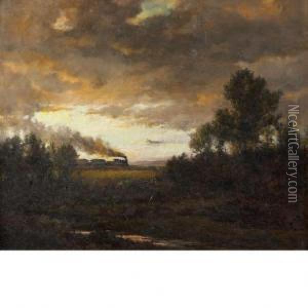 Montauk Railway, Easthampton, Long Island Oil Painting - Arthur Turnbull Hill