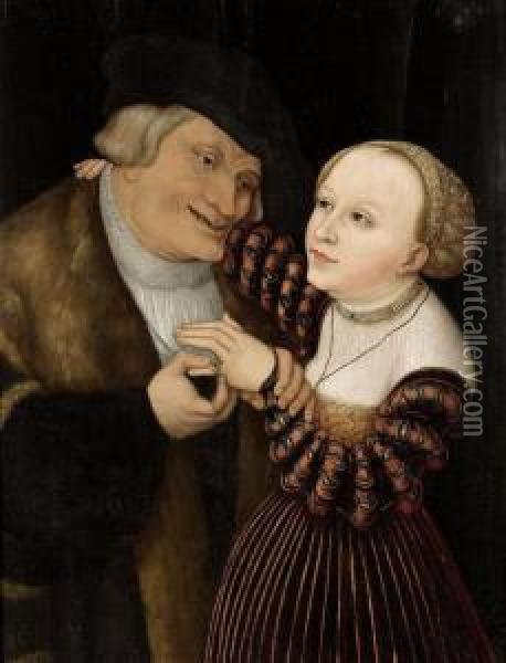 Unequal Love Oil Painting - Lucas The Younger Cranach