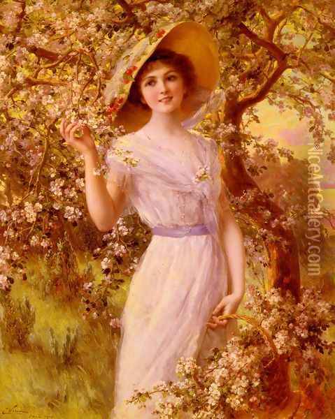 Fleurs De Cerise (Cherry Blossom) Oil Painting - Emile Vernon