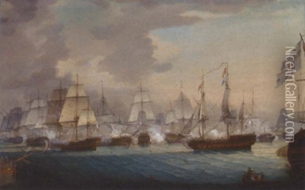 The Battle Of The Nile, 1st August, 1798 Oil Painting - Samuel Drummond
