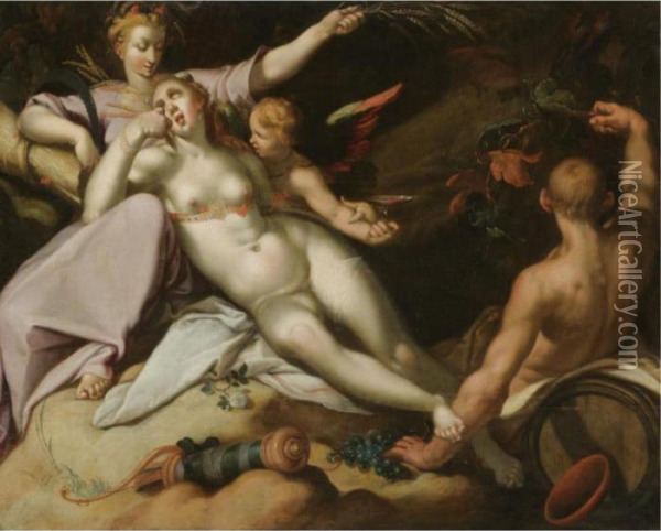 Sine Baccho Et Cerere Friget Venus Oil Painting - Abraham Bloemaert