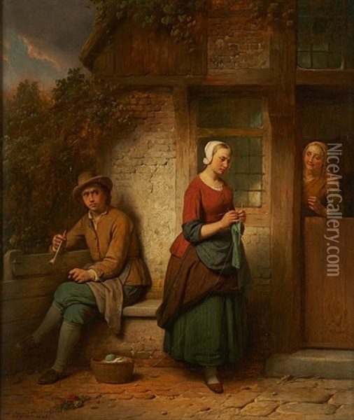 La Bouderie Oil Painting - Ferdinand de Braekeleer the Elder