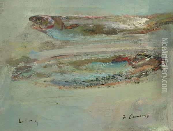 Two Fish Oil Painting - Frederick G. Rees Cuming
