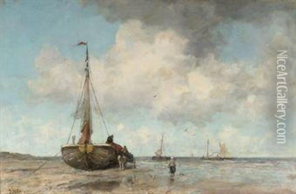 Zomersche Dag: A Summer's Day At The Beach Of Scheveningen Oil Painting - Jacob Henricus Maris