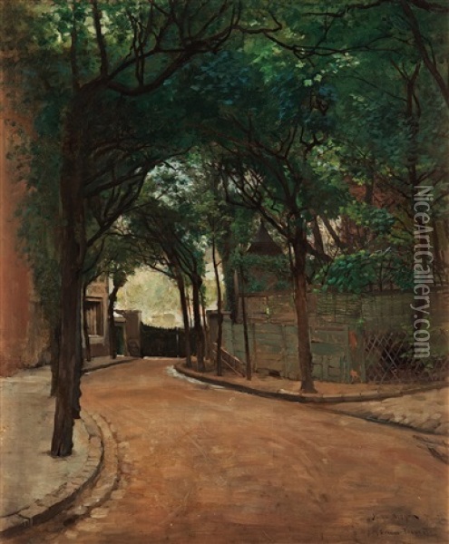 Avenue Frochot, Paris (street Scene From Montmartre) Oil Painting - Hugo Birger
