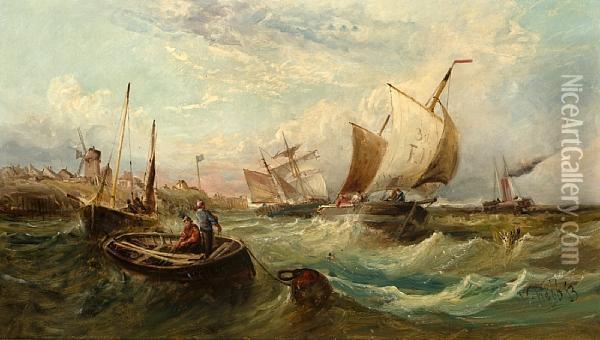 Shipping Off The Suffolk Coast Oil Painting - William Edward Webb