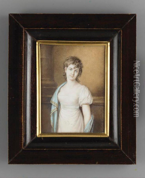F - A Lady Oil Painting - Johann Friedrich Leybold