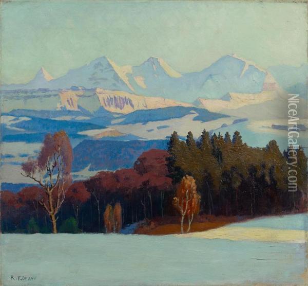 Winterliche Gebirgslandschaft Oil Painting - Robert Kiener