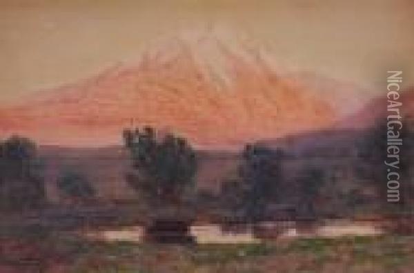 Sunset On Mt.sopris Oil Painting - Charles Partridge Adams