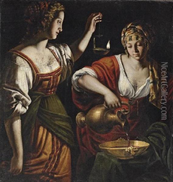 Artemesia Mixing The Ashes Of Mausalos With Wine Oil Painting - Giovanni Francesco Guerrieri