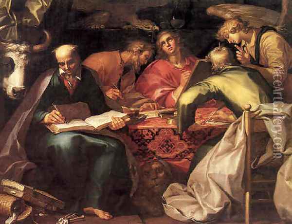 The Four Evangelists Writing the Gospels Oil Painting - Abraham Bloemaert