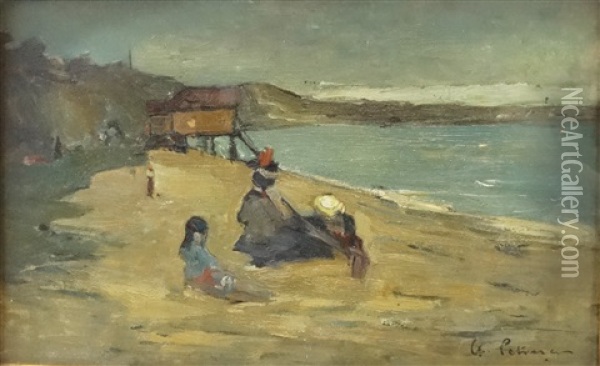 On The Beach At N(?) After The Rain Oil Painting - Gheorghe Petrascu