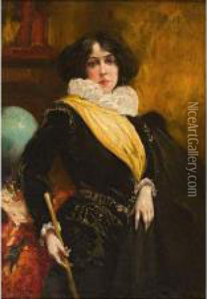 :portrait Delegante Oil Painting - Raymond Allegre