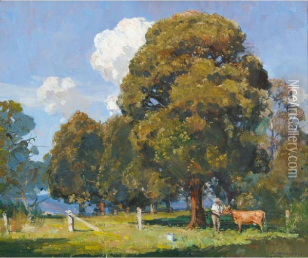 Noon, Olinda Oil Painting - Arthur Ernest Streeton