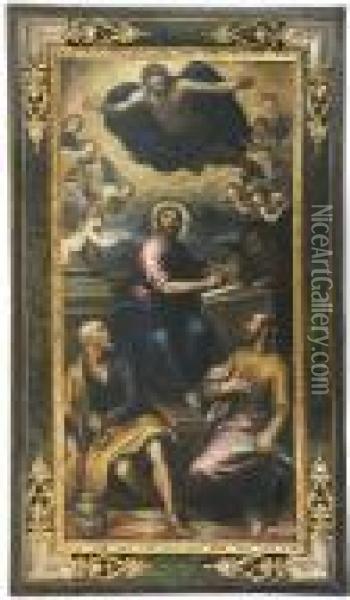 Cristo Appare A San Marco, San Pietro E San Paolo Oil Painting - Acopo D'Antonio Negretti (see Palma Giovane)