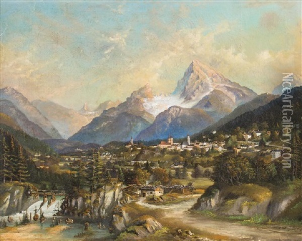 Berchtesgaden Mit Watzmann Oil Painting - Nikolaus Gumberger