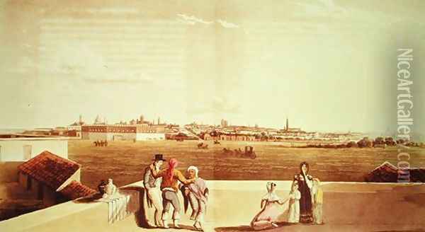 General View of Buenos Aires from the Plaza del Toros, from 'Picturesque Illustrations of Buenos Aires and Montevideo, 1820 Oil Painting - Emeric Essex Vidal