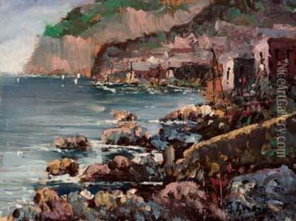 Costa Amalfitana Oil Painting - Fausto Zonaro