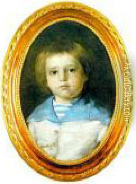 Portret Juliana Dobrzanskiego W Wieku Dzieciecym, 1879/80 Oil Painting - Leon Wyczolkowski