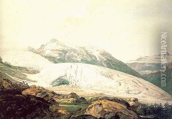 The Rhone Glacier and the Source of the Rhone 1770 Oil Painting - William Pars