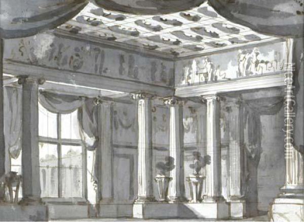 Classical Set Designs Oil Painting - Gaspare Galliari