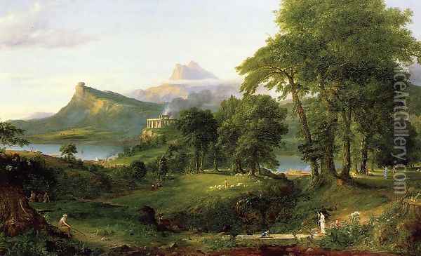 The Course of Empire: The Arcadian or Pastoral State c.1836 Oil Painting - Thomas Cole